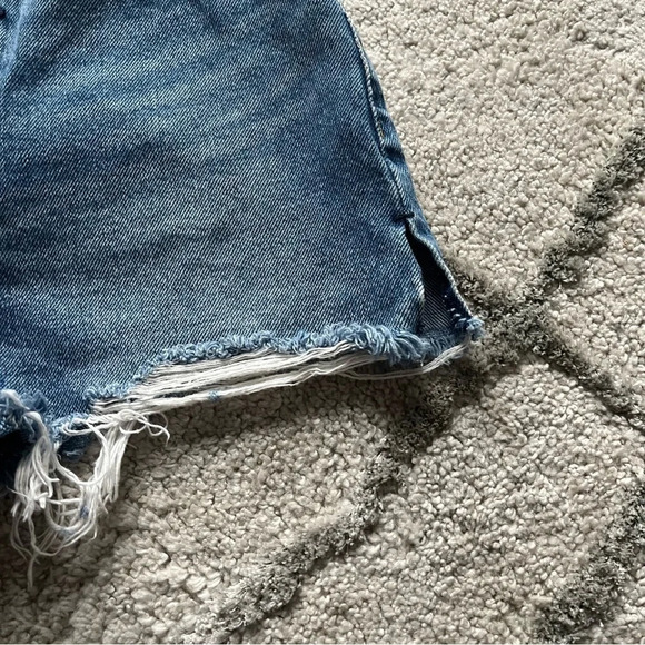 Abercrombie & Fitch Dark Blue Frayed Jean Shorts - Picture 7 of 9